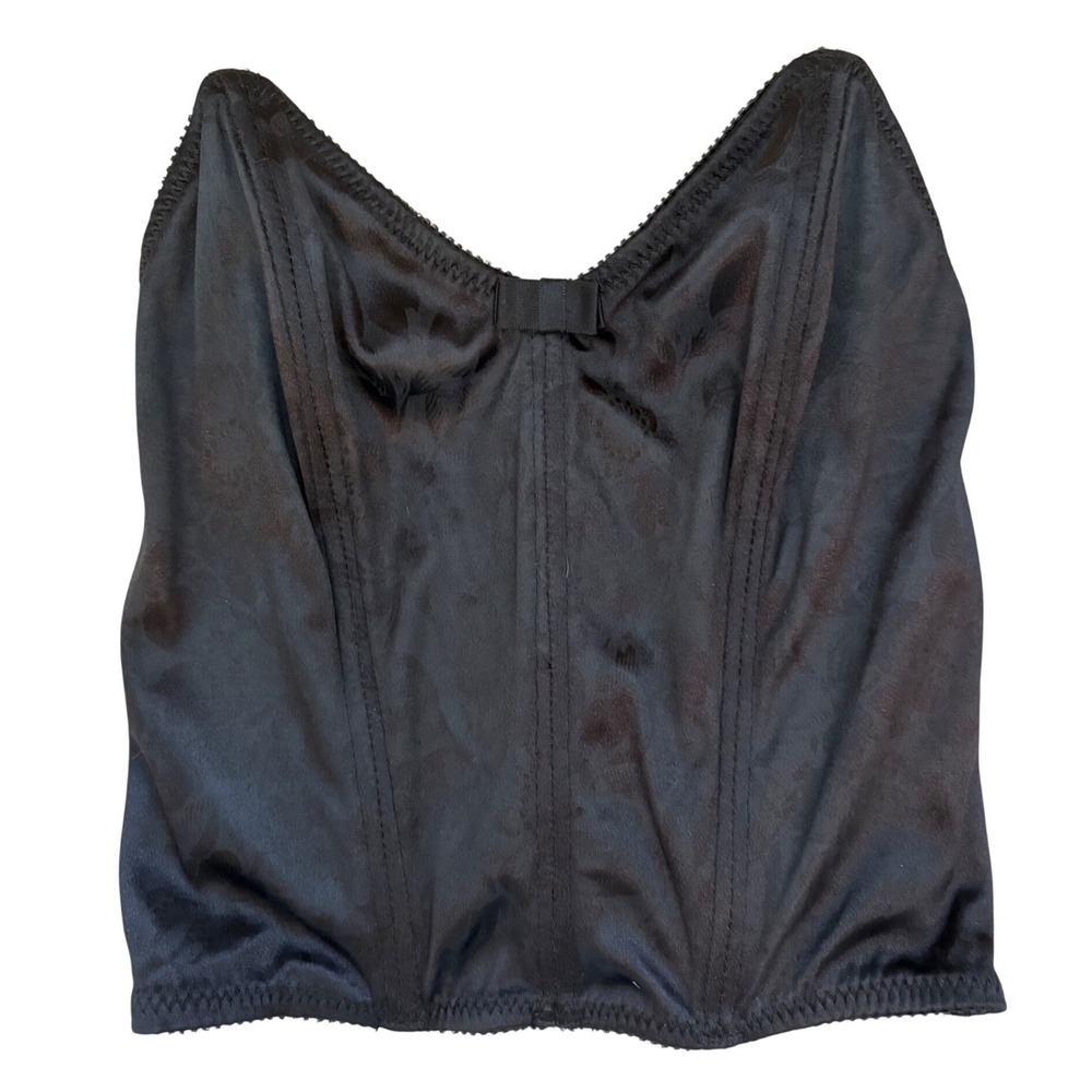 VTG Sears 46019 Waist Cincher‎ Shapewear Black Floral Jacquard Size Small 24-26